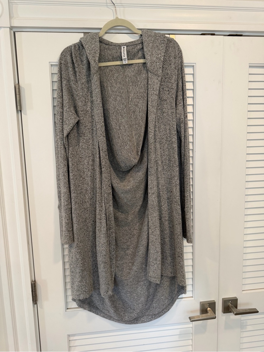 Athleta Heather Gray Hooded Open-Front Women's Cardigan